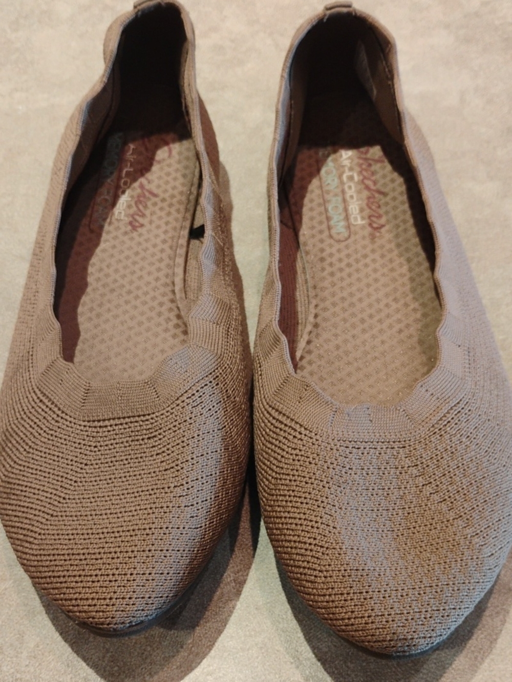 Skechers Brown Knit Slip-On Memory Foam Loafers Size 9